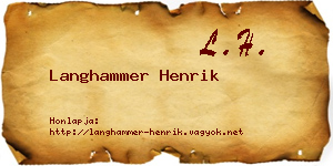 Langhammer Henrik névjegykártya